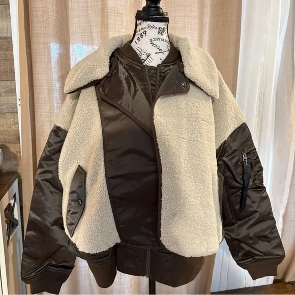 Alpha Industries Brown and Cream Bomber Jacket - Picture 4 of 15